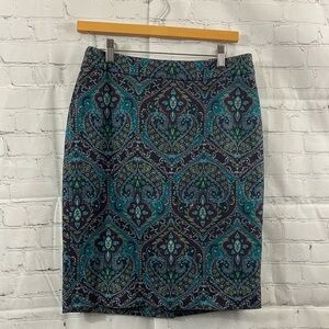 Talbots Petites Womens Size 8P Fully Lined Paisley Knee Length Pencil Skirt